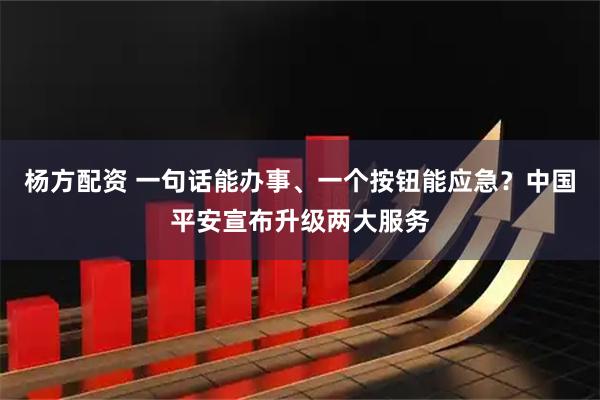杨方配资 一句话能办事、一个按钮能应急？中国平安宣布升级两大服务